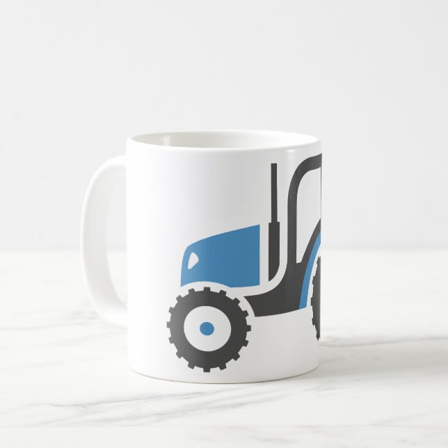 Blue and Grey Farm Tractor Icon Coffee Mug (Front Left)