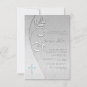Blue and Grey First Communion Invitation