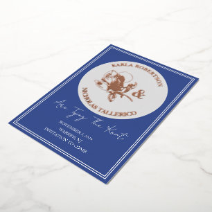 Blue and Grey Floral Save The Date Foil Card