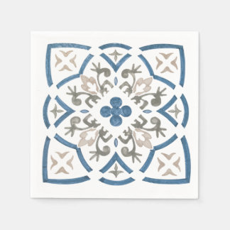 Blue and grey flourish design    napkin