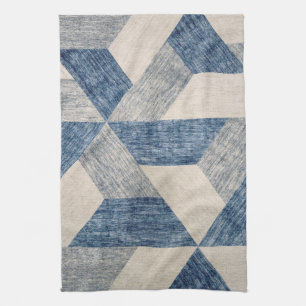 Blue and Grey Geometric Abstract Kitchen Towel