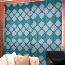 Blue and Grey Geometric Pattern Curtain