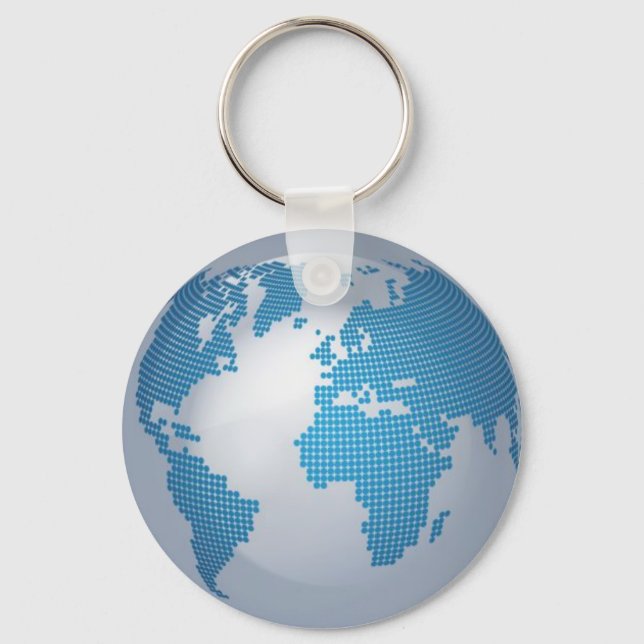 Blue and Grey Globe Keychain (Front)