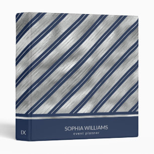 Blue and Grey Glossy Stripes Binder