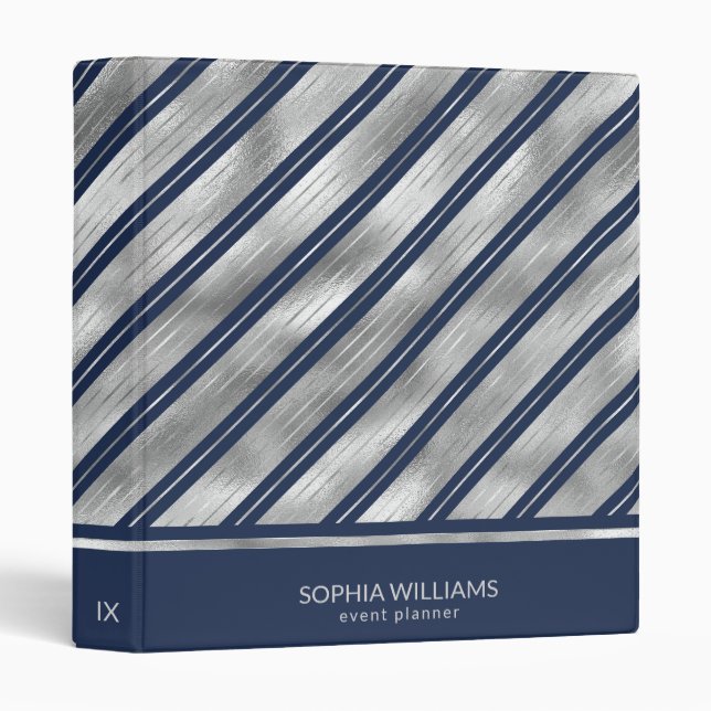Blue and Grey Glossy Stripes Binder (Front/Spine)