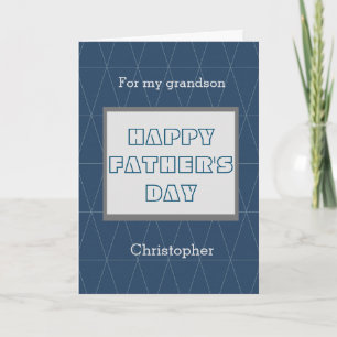 Blue and Grey Happy Father's Day Grandson Card