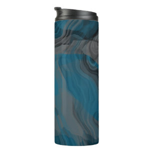 Blue and Grey Marble Abstract Thermal Tumbler