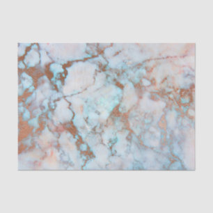 Blue And Grey Marble Stone And Brown Glitter Tissue Paper