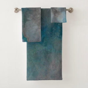Blue and grey Marble Texture Bath Towel Set