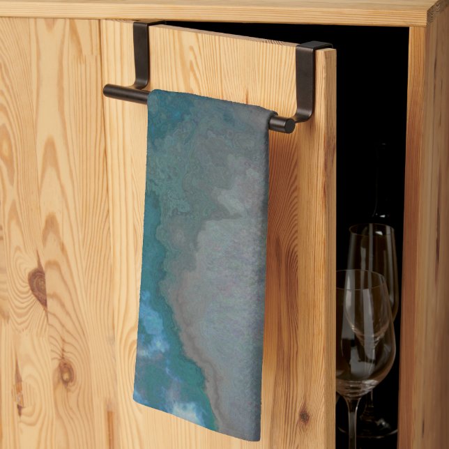 Blue and grey Marble Texture Kitchen Towel (Thirds Fold)