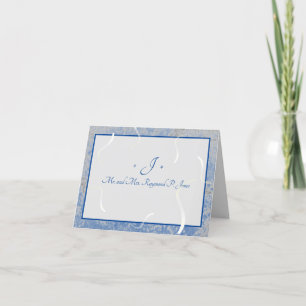 Blue and Grey Marbled Folded Thank You Card