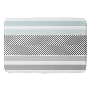 Blue and Grey Modern Abstract Arrow Pattern Bath Mat
