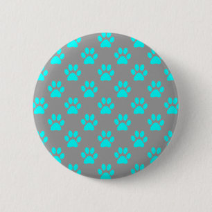 Blue and grey paws pattern 2 inch round button