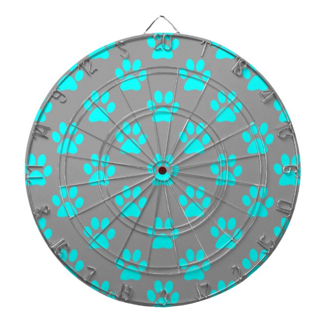 Blue and grey paws pattern dartboard (Front)