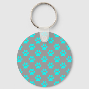 Blue and grey paws pattern keychain