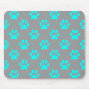 Blue and grey paws pattern mouse pad