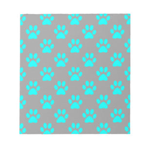 Blue and grey paws pattern notepad