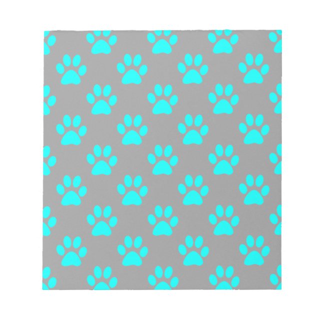Blue and grey paws pattern notepad (Front)