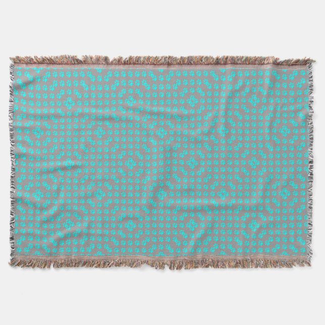 Blue and grey paws pattern throw blanket (Front)