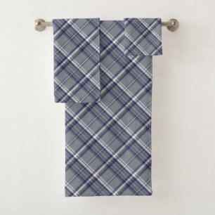 Blue And Grey Plaid  Bath Towel Set