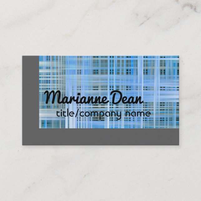 blue and grey plaid custom business card (Front)