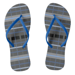 Blue and Grey Plaid Flip Flops