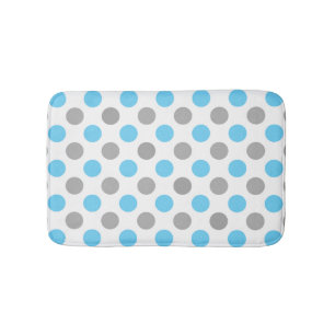 Blue and grey polka dots pattern bath mat