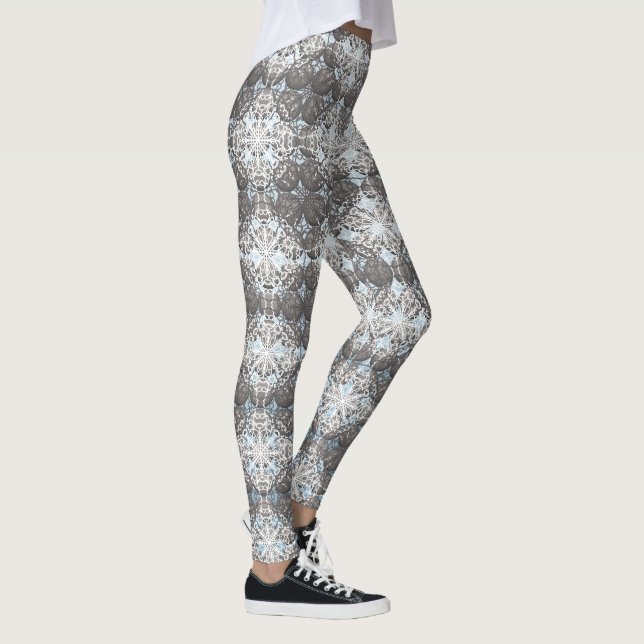 Blue and Grey Polka Dots Pattern Leggings (Right)