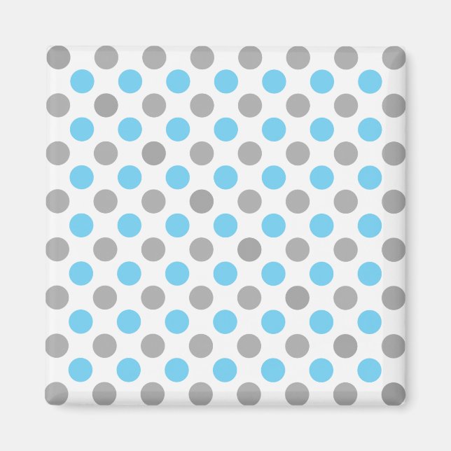 Blue and grey polka dots pattern magnet (Front)