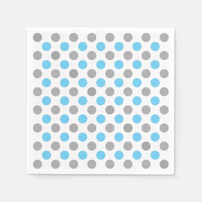 Blue and grey polka dots pattern napkin (Front)