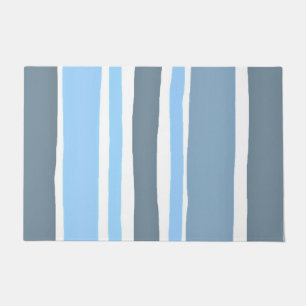 Blue and Grey Stripe Doormat