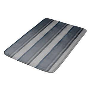 Blue and grey stripes bath mat