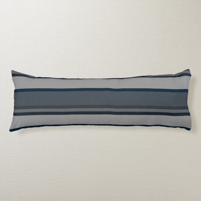 Blue and grey stripes body pillow (Front)
