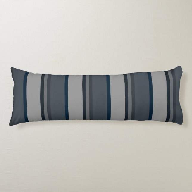 Blue and grey stripes body pillow (Front)
