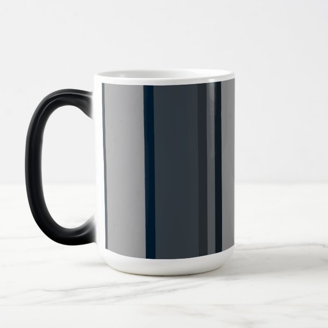 Blue and grey stripes magic mug (Left)