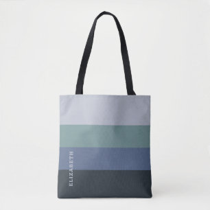 Blue and Grey  Stripes Pattern  Tote Bag