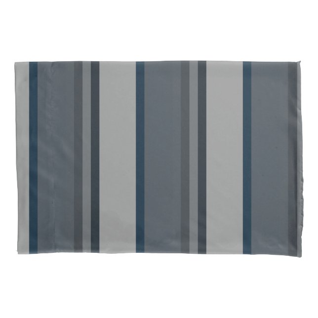 Blue and grey stripes pillowcase (Front)