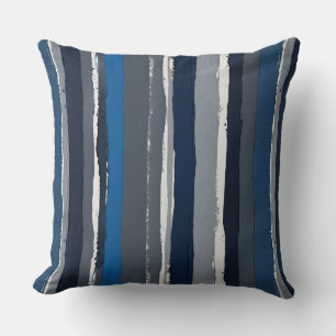 Blue and Grey Stripes Throw Pillow