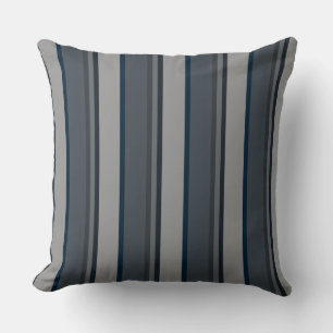 Blue and grey stripes throw pillow