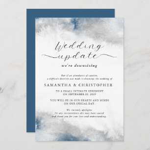 Blue and Grey Watercolor Wedding Downsizing Update Announcement