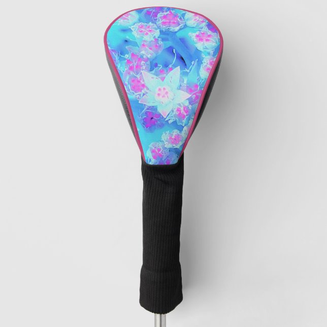 Blue and Hot Pink Succulent Underwater Sedum Golf Head Cover (Front)