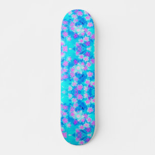 Blue and Hot Pink Succulent Underwater Sedum Skateboard
