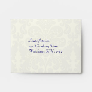 Blue and Ivory Damask A2 Envelope for RSVP Card