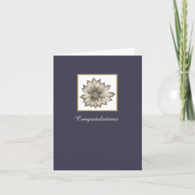 Blue and Ivory Floral Custom Wedding Greeting Card (Front)