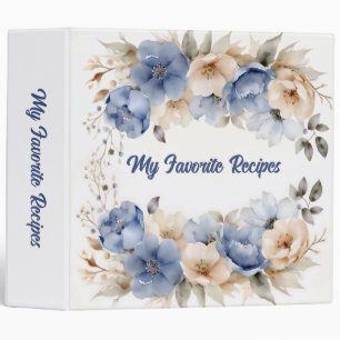 Blue and Ivory Floral Swag Recipe Binder