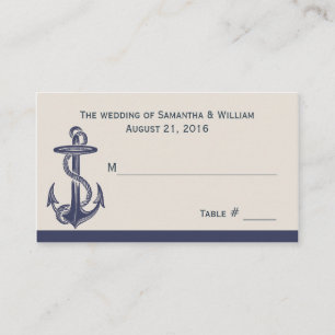Blue and Ivory Nautical Theme Wedding Escort Card