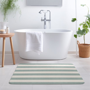 Blue and Ivory Stripes   Modern Farmhouse Bath Mat