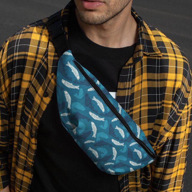 Blue and Ivory Trout, Fish Patterned Fanny Pack (Creator Uploaded)