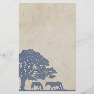 Blue and Ivory Vintage Horse Farm Wedding Stationery