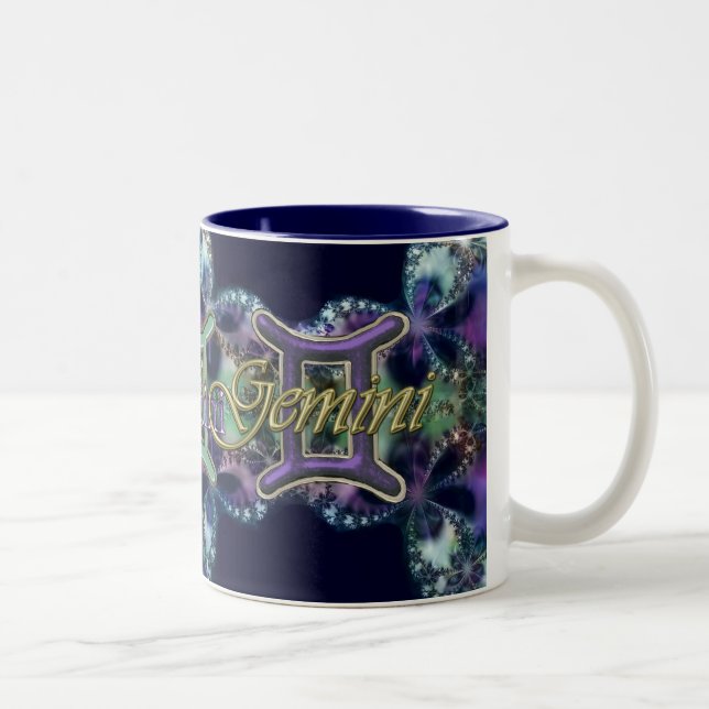 Blue and Lavender Lace Zodiac Sign Gemini Mug (Right)